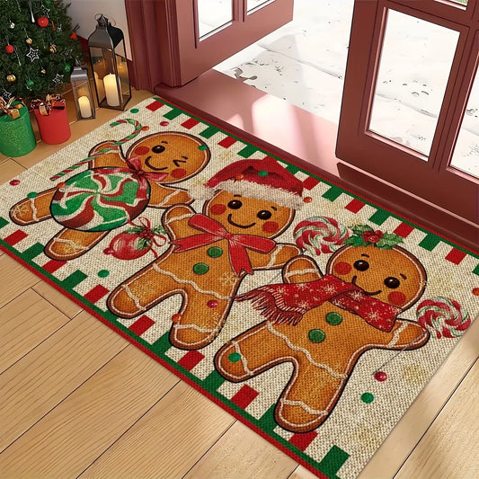 Christmas gingerbread man decorative door mat non-slip absorbent floor mat suitable for home room bathroom kitchen